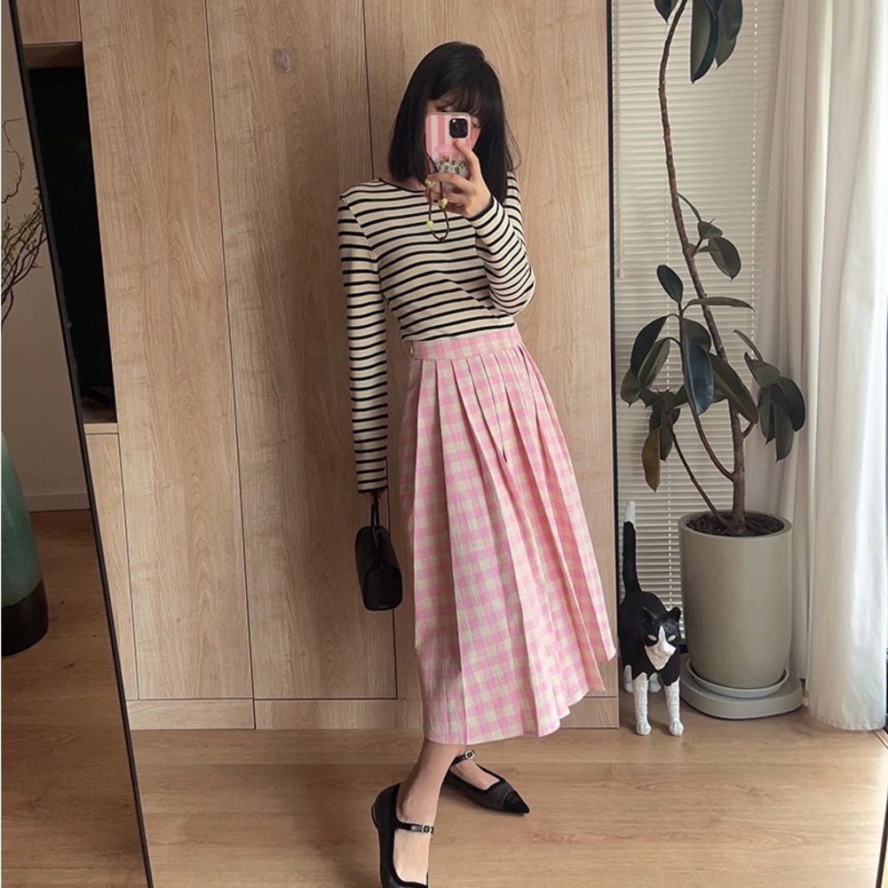 100% 🆕 pink plaid skirt